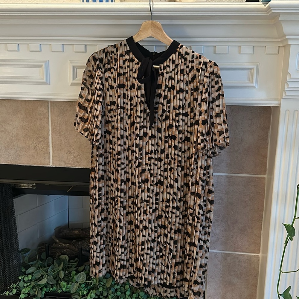ZARA animal print Pleated Mini Dress